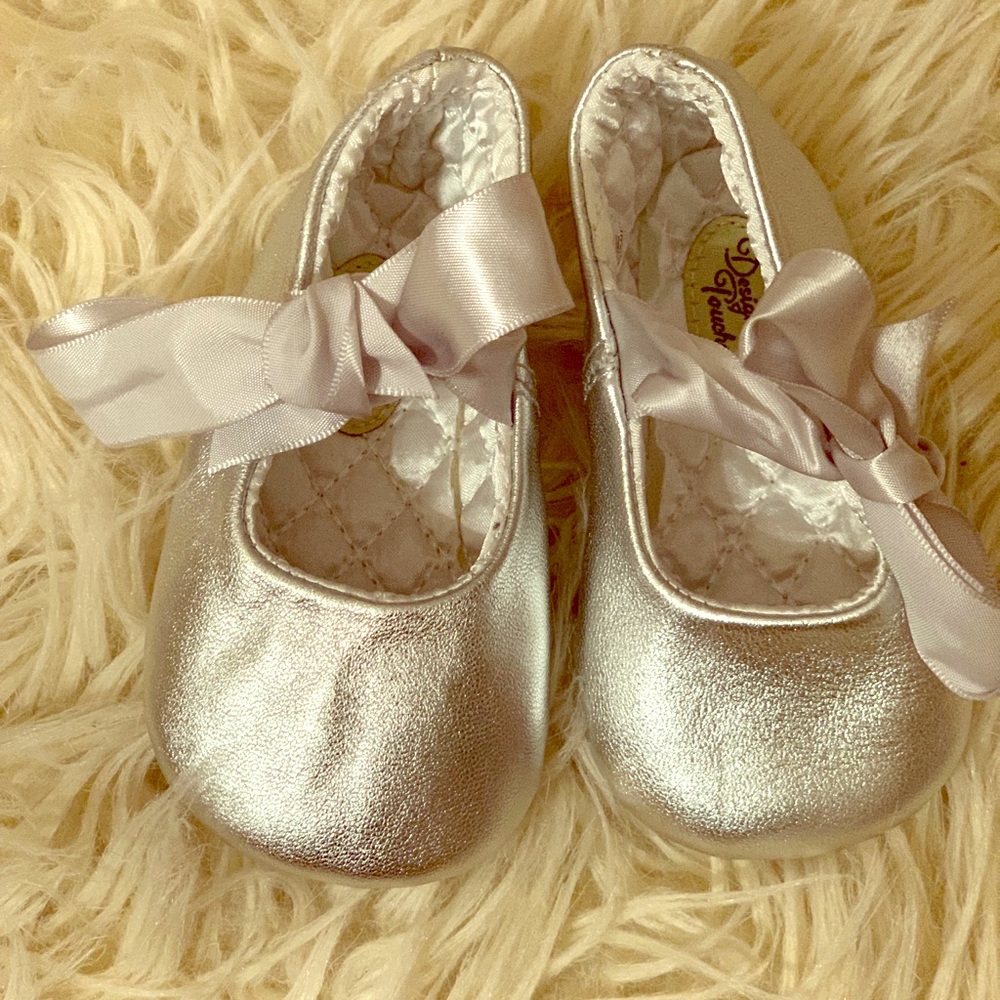 Silver baby girl ballet shoes
